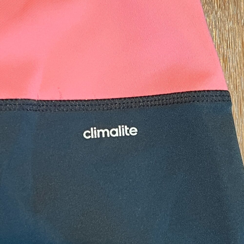 Adidas Leggings Dark Gray with Pink Trim TWO Pairs Size S - Picture 5 of 6